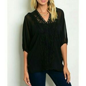 RYLIE Black Crochet Top